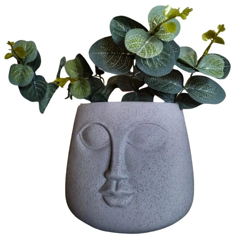 Ghiveci din ciment, Grey Face, 16x14 cm