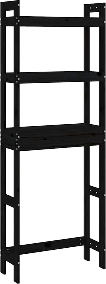 vidaXL Raft de toaletă, negru, 63x26x171 cm, lemn masiv de pin