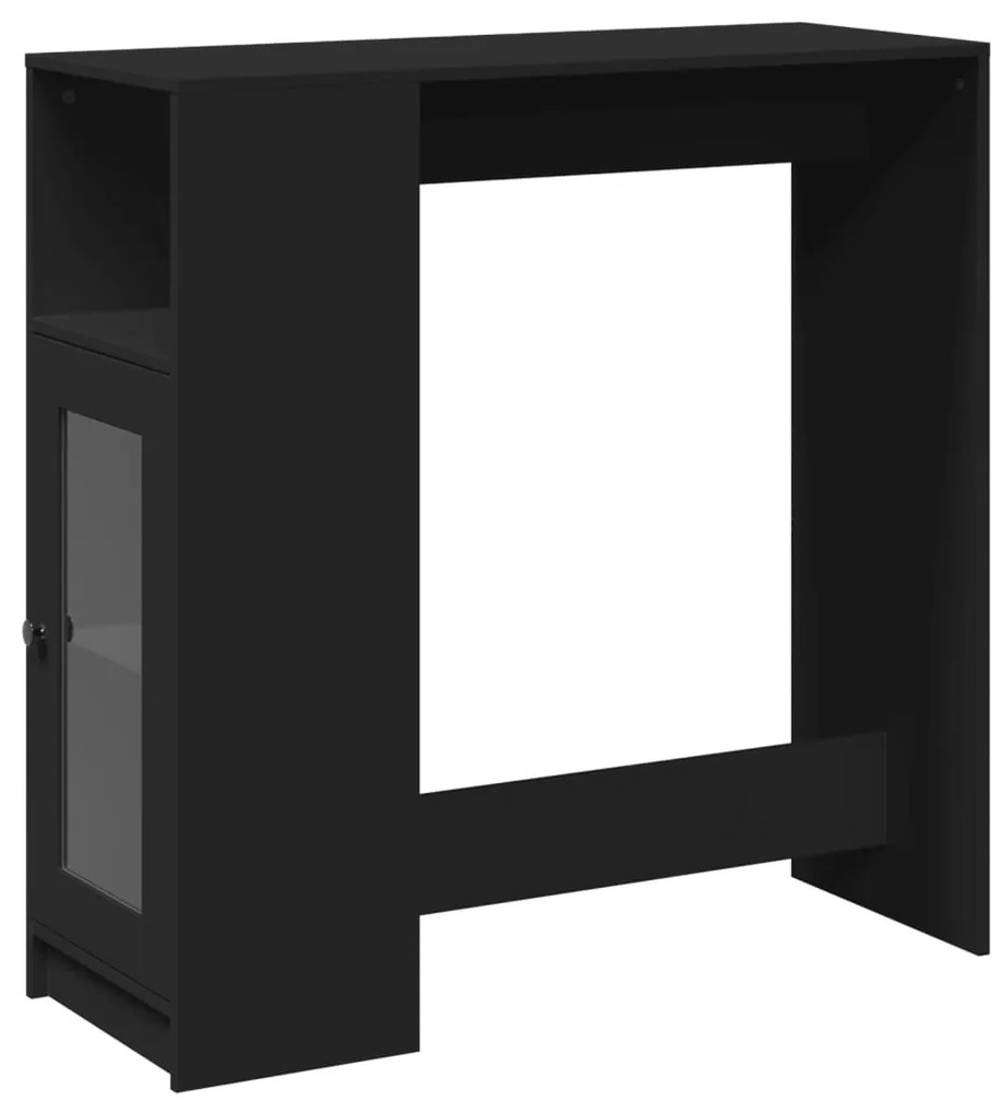 854365 vidaXL Masă de bar cu rafturi, negru, 101x40x103,5 cm, lemn prelucrat