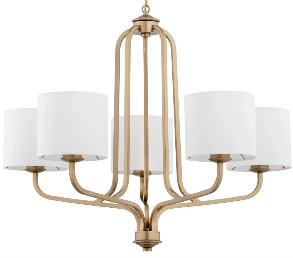 Candelabru cu 5 brate design modern Maranello auriu, alb