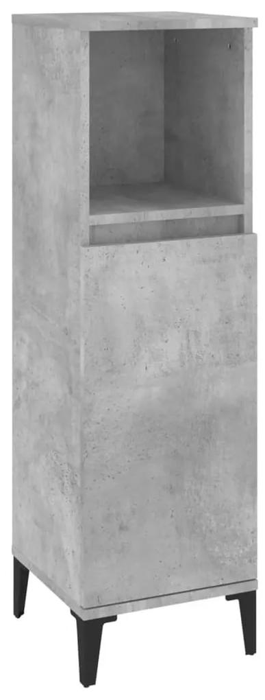 819816 vidaXL Dulap de baie, gri beton, 30x30x100 cm, lemn prelucrat