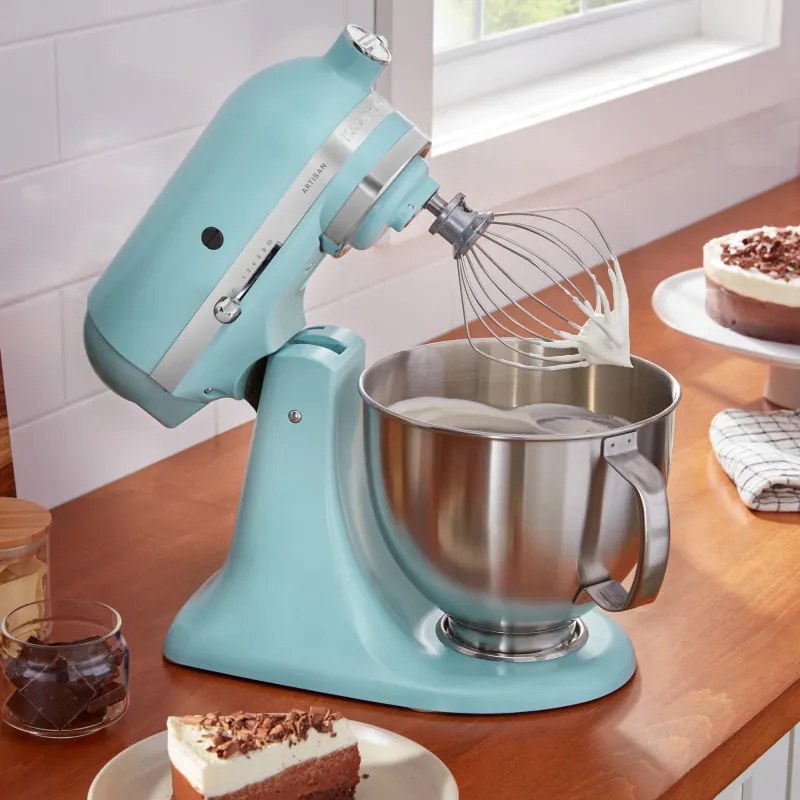 Mixer planetar KitchenAid Artisan Elegance 5KSM125EMI, 300 W, 4,8 l, transmisie directă, 10 viteze, turcoaz