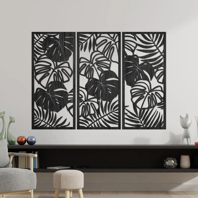 SENTOP | Pictură murală din trei piese cu frunză de monstera | TROPICI
