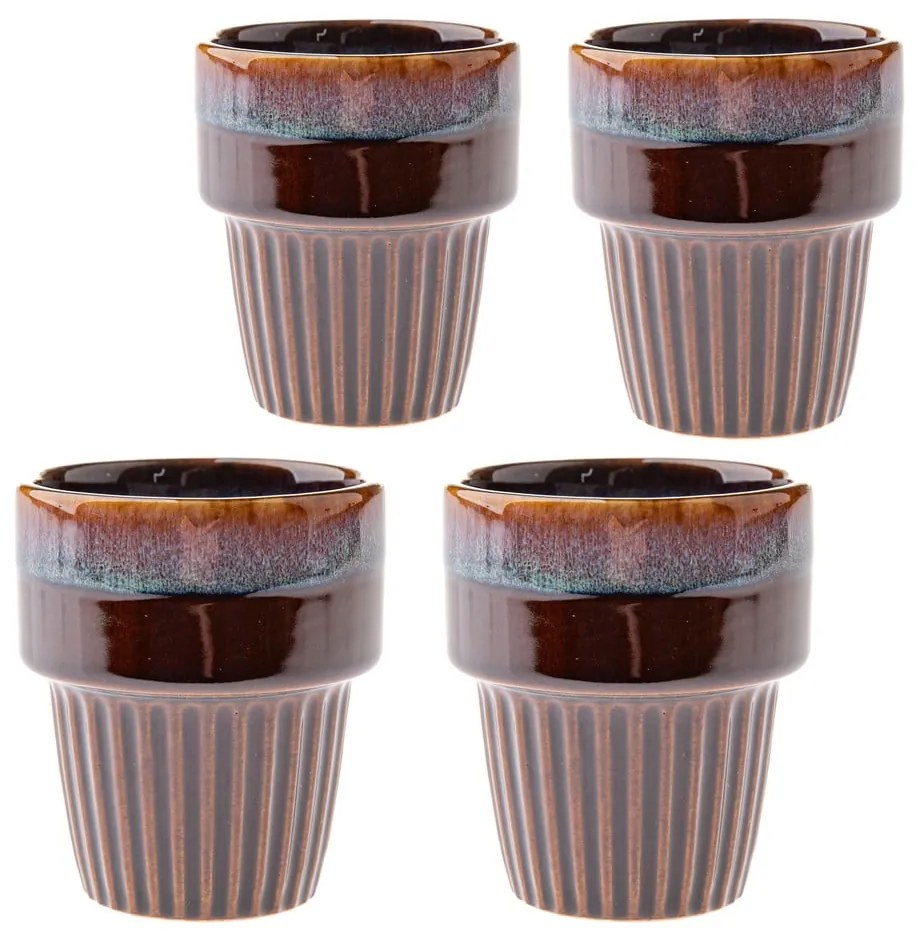 Cești maro 4 buc. pentru espresso din gresie 100 ml Tone – Dakls