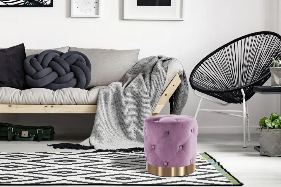 Puf/ Taburet tapitat Piano violet