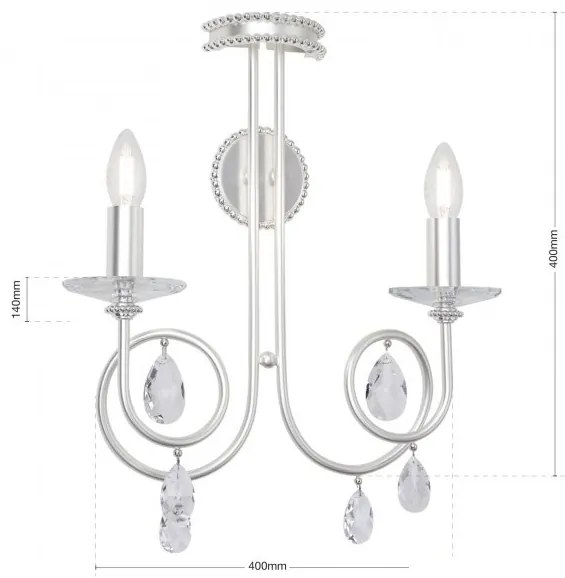 Aplica perete stil clasic cu cristale Swarovski Giada argintiu mat