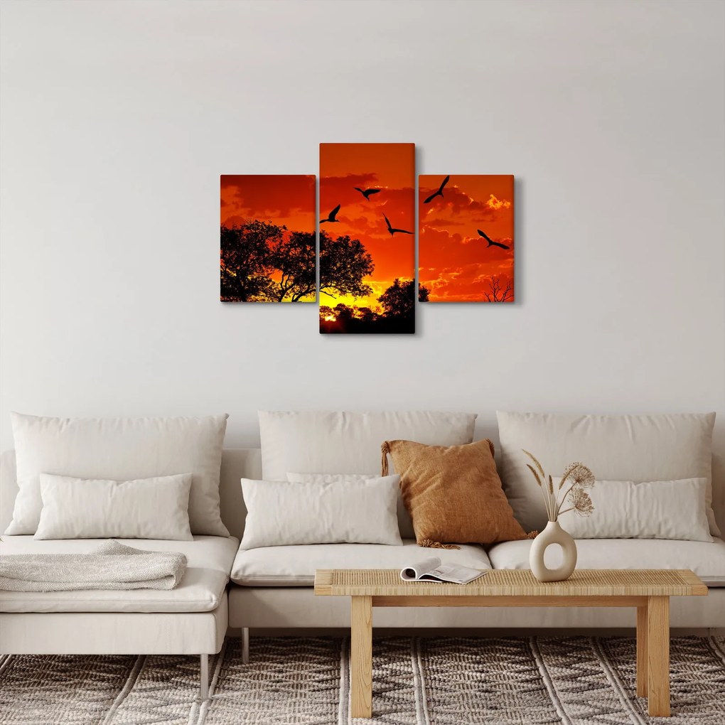 Tablou cu păsări în apus de soare (90x60 cm)