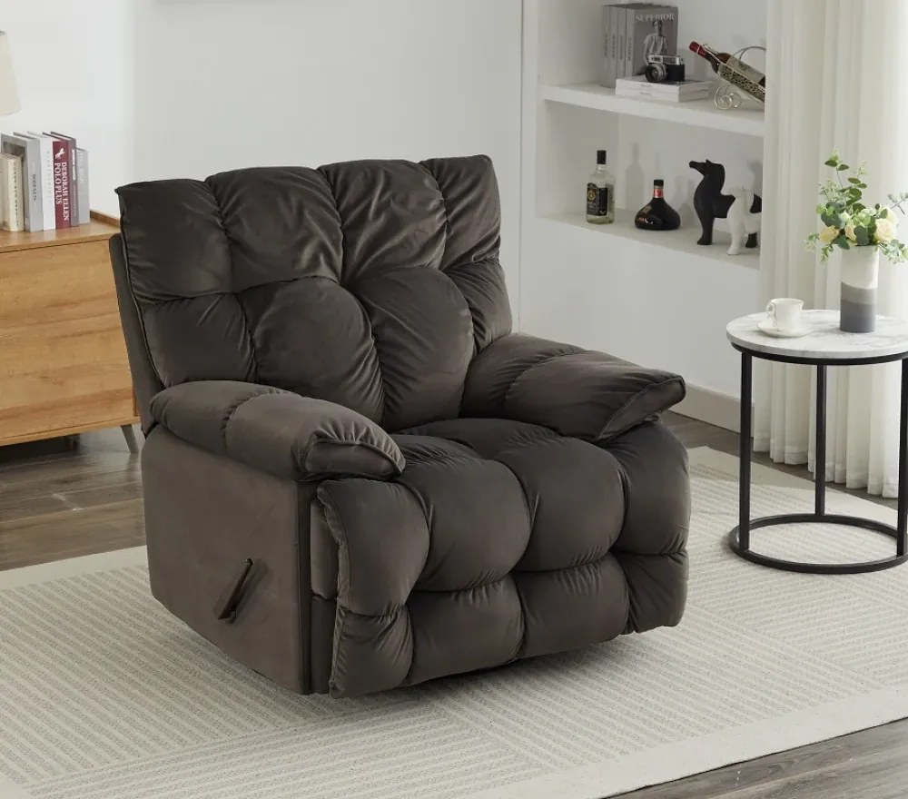 Fotoliu Recliner, suport picioare extensibil, rotativ, textil, Negru