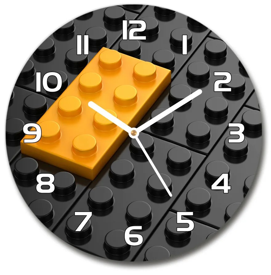 Ceas rotund de perete din sticlă cărămizi Lego