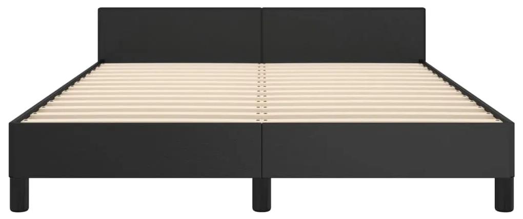 Cadru de pat cu tablie, negru, 140x190 cm, piele ecologica Negru, 140 x 190 cm, Culoare unica si cuie de tapiterie