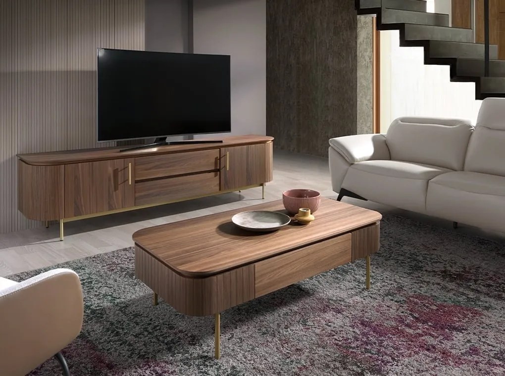 Comoda TV moderna design LUX Wood and Gold