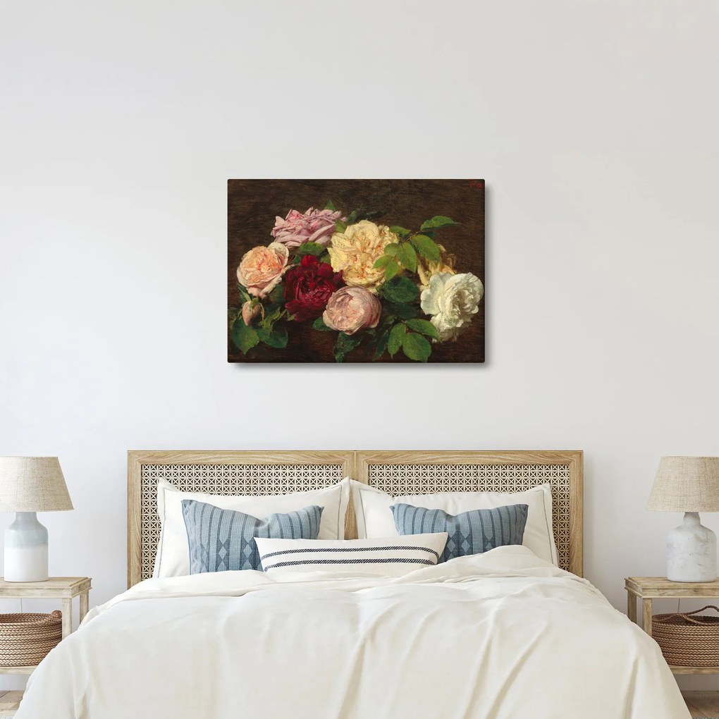 Tablou - Henri Fantin-Latour, Roses de Nice on a Table, reproducere (70x50 cm)