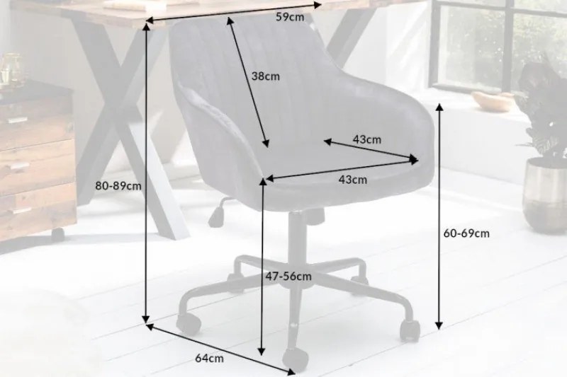 Scaun de birou elegant Turin, catifea gri inchis