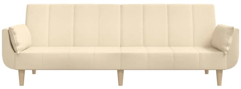 Canapea extensibila cu 2 locuri,taburet2 perne,textil,crem Crem, Cu scaunel pentru picioare