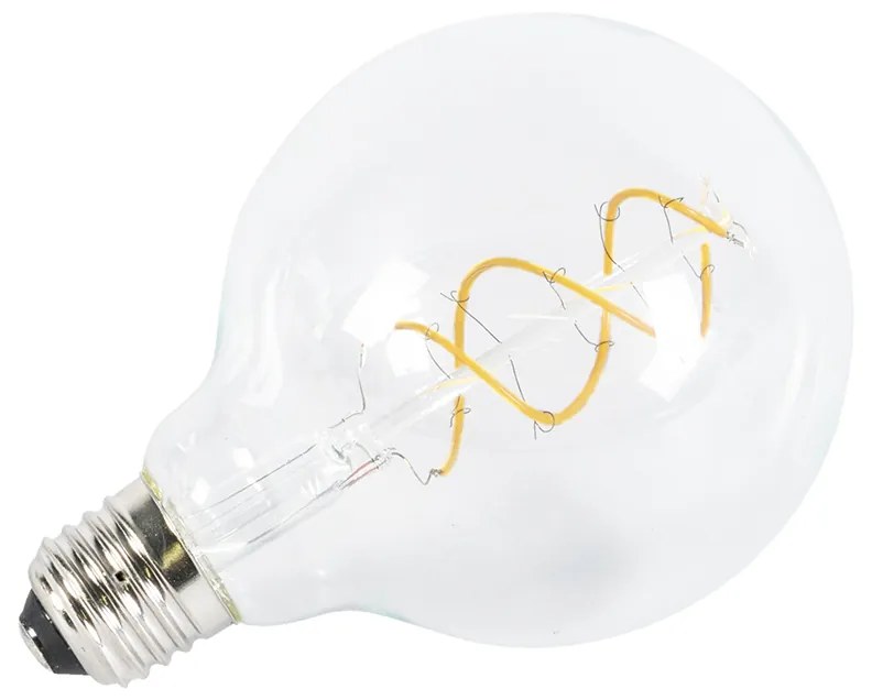 Set de 3 becuri LED cu filament răsucit E27 G95 transparent 5W 400lm 2200K