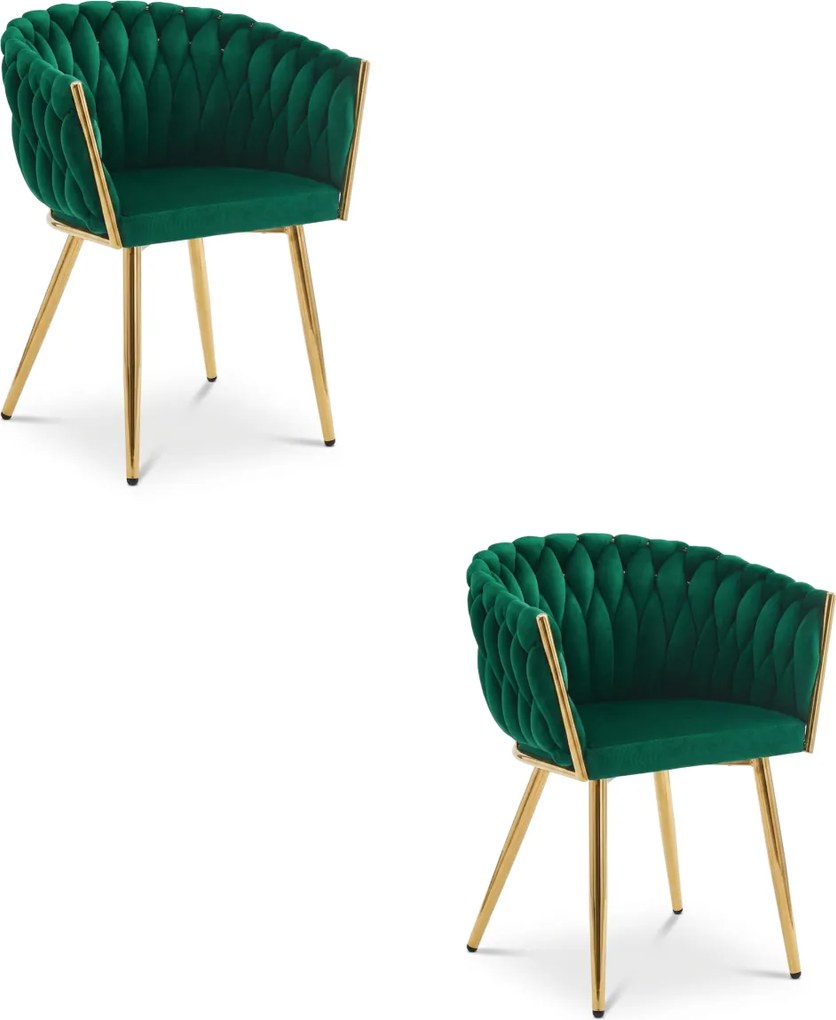 Fotoliu de masa ORION VELVET din catifea cu picioare aurii, verde