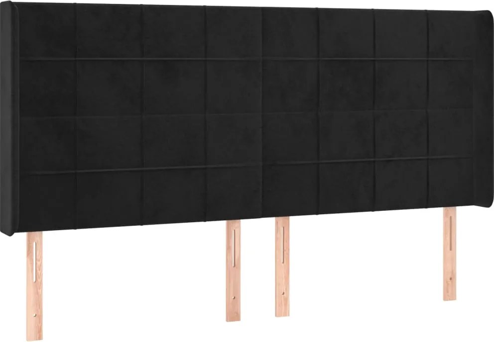 vidaXL Tăblie de pat cu aripioare, negru, 183x16x118/128 cm, catifea