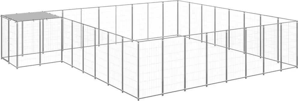 vidaXL Padoc pentru câini, argintiu, 20,57 m², oțel
