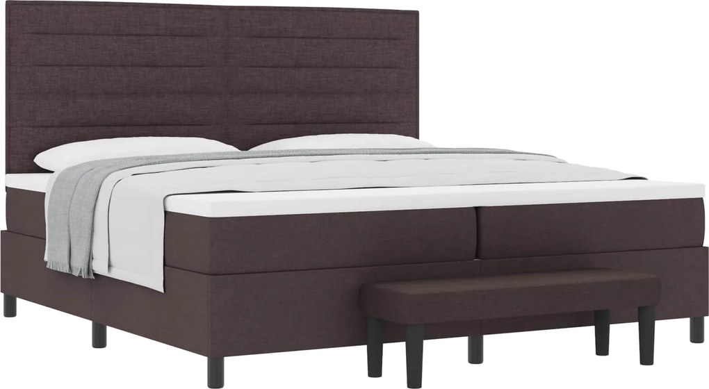 vidaXL Pat cu arcuri cu saltea Maro închis 200 x 200 cm țesătură