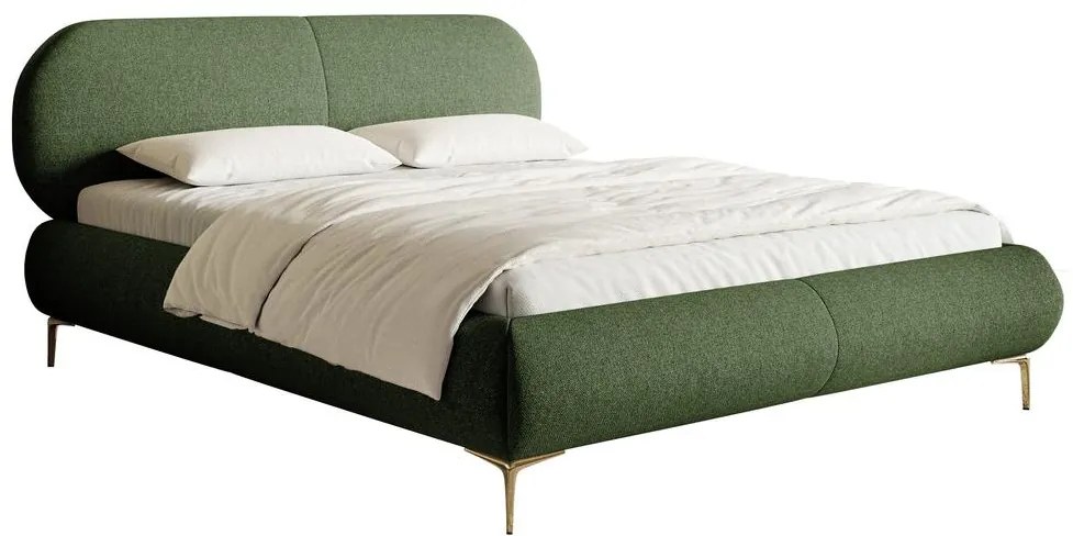 Pat matrimonial 180 cm Octave 180 (cu somieră) (cu sp. depozitare) (măslin + auriu). 1099981