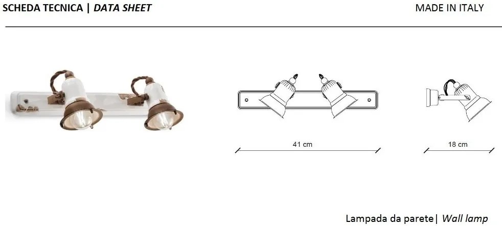 Aplica cu 2 spoturi design retro realizata manual din ceramica LOFT
