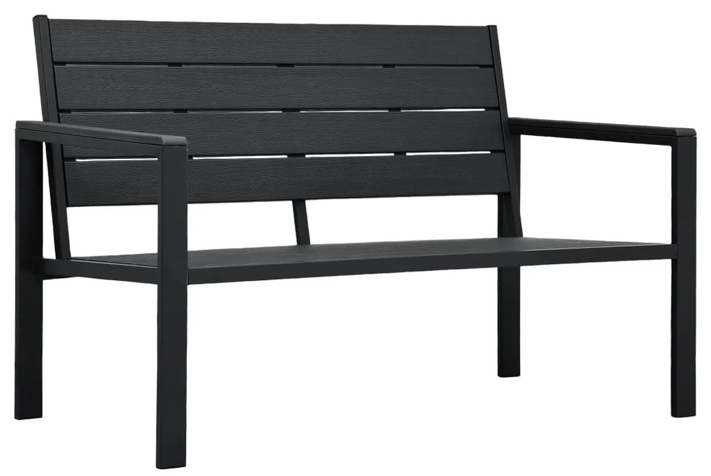 vidaXL Bancă de grădină, negru, 120 cm, aspect de lemn, HDPE