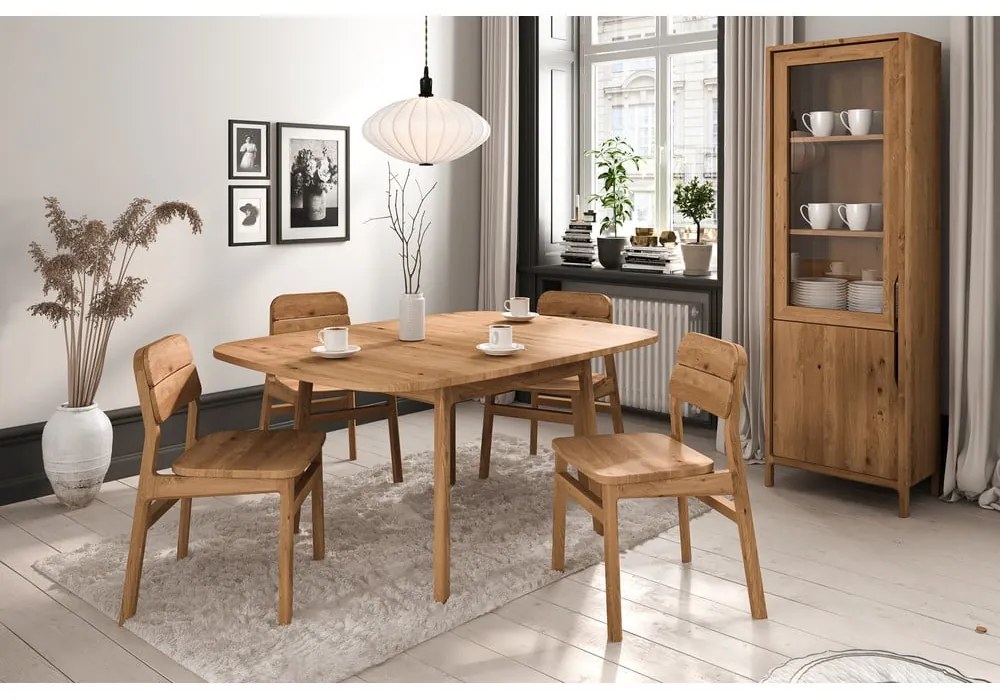 Masă de dining în culoare naturală extensibilă din lemn de stejar 100x200 cm Twig – The Beds