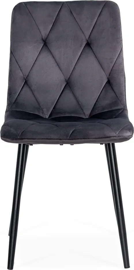 Scaun living din catifea cu cadru negru BUC 210 gri