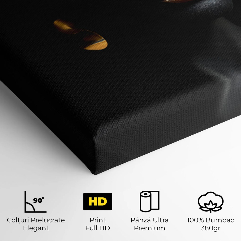 Tablou Canvas, 90x140cm, Dormitor si Living, Femei, Black and Gold, Gold Chain Woman