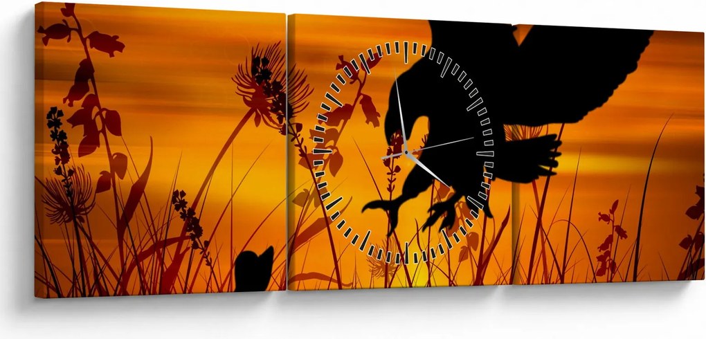 Tablou cu silueta prădătorului (cu ceas) (90x30 cm)