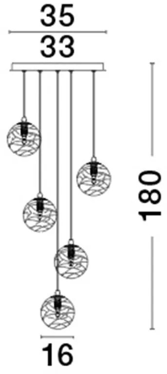 Lustra moderna cu 5 Pendule design decorativ COEN auriu