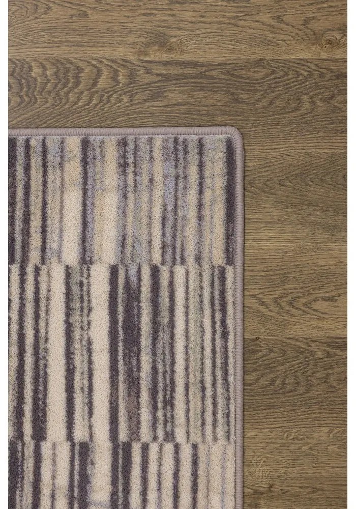 Covor gri din lână 133x180 cm Grids – Agnella