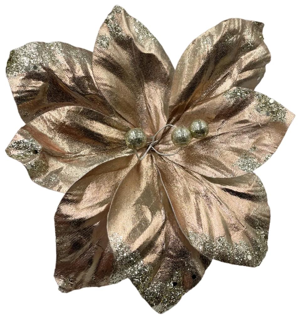 Ornament brad Magnolie Magic 20cm, Roz Auriu