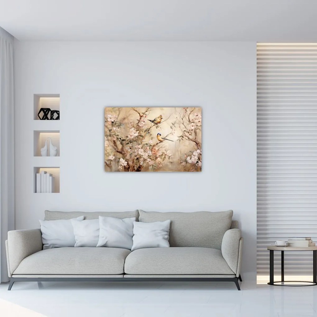 Tablou - Pictură de păsări de epocă II. (90x60 cm)