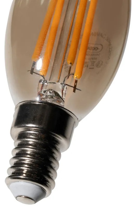 Set van 5 E14 dimbare LED lampen B35 smoke 4W 300 lm 2200K