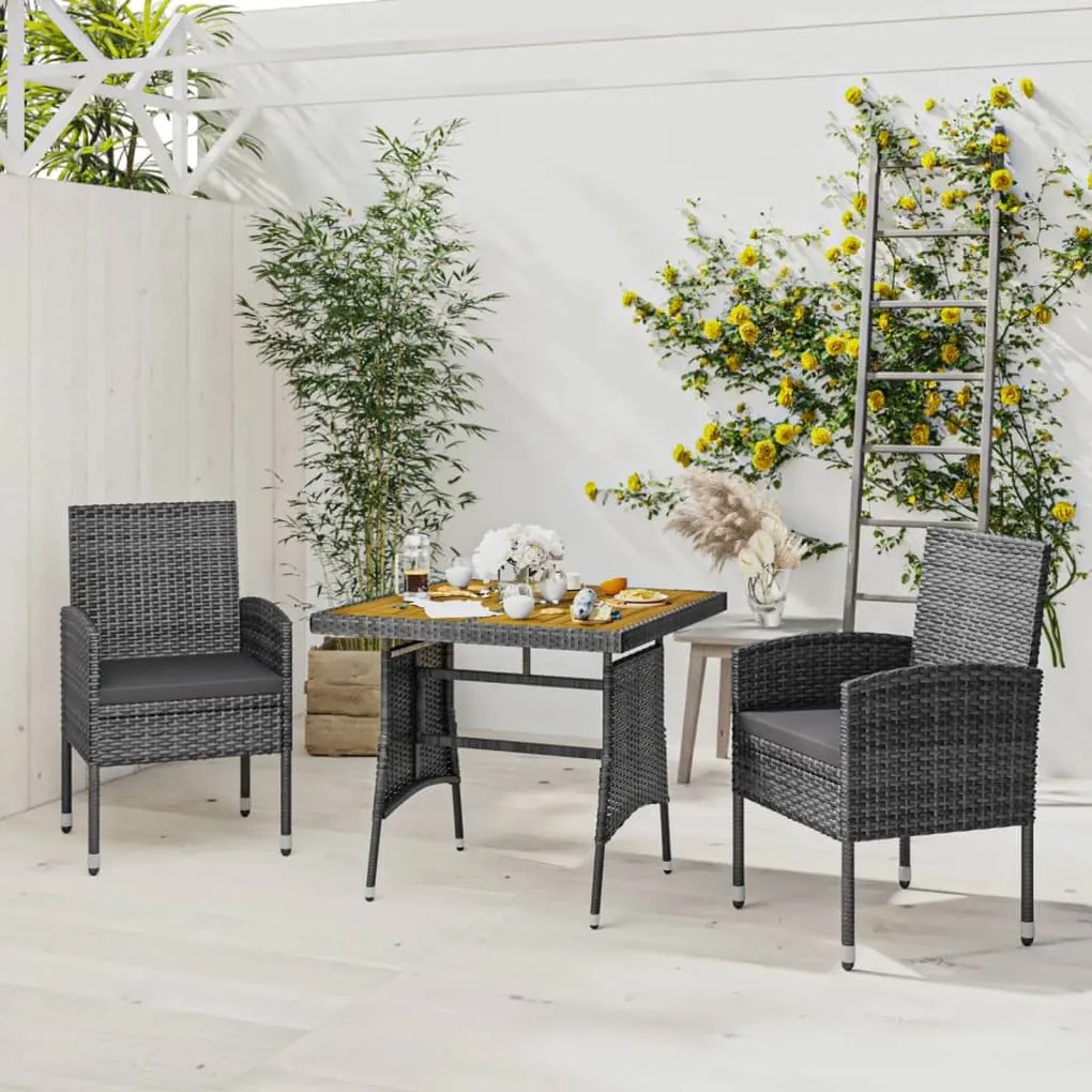 3120094 vidaXL Set de mobilier de exterior, 3 piese, gri, poliratan