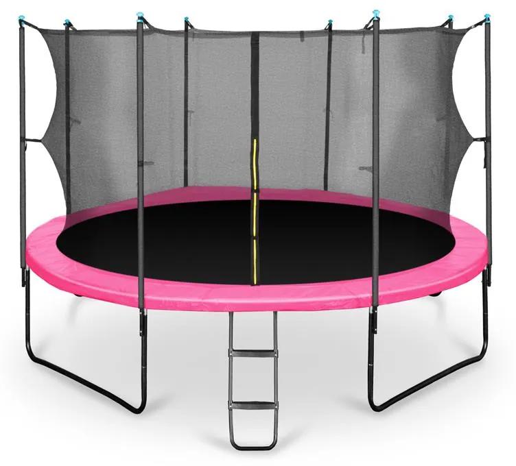 Rocketgirl 430, 430 cm trambulină, plasă internă de securitate, scară largă, roz
