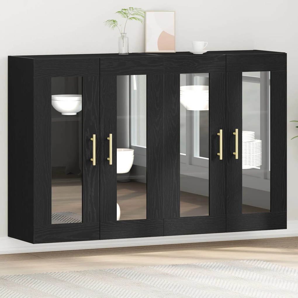 vidaXL Dulapuri pentru perete , 2 piese, Stejar negru, 69,5 x 34 x 90 cm, lemn prelucrat.