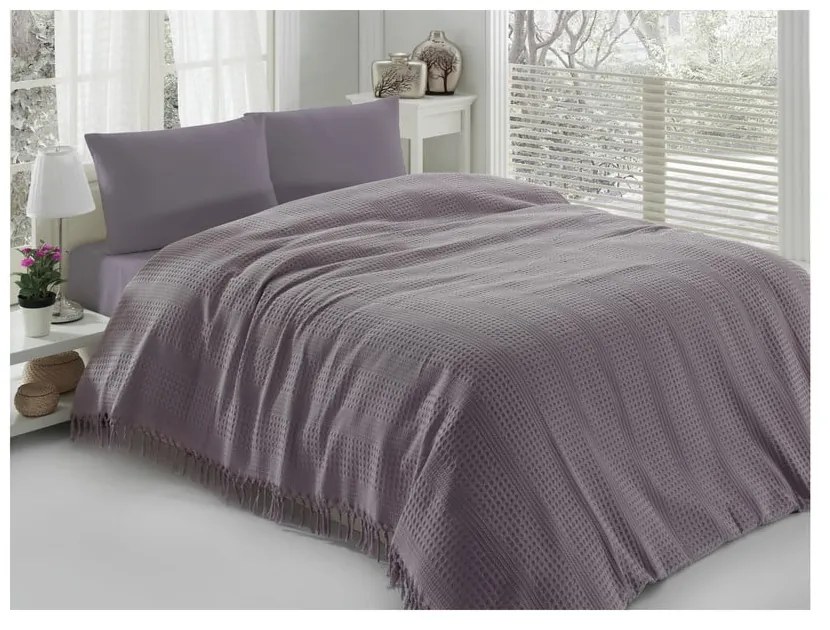 Cuvertură subțire pentru pat Pique Purple, 220 x 240 cm