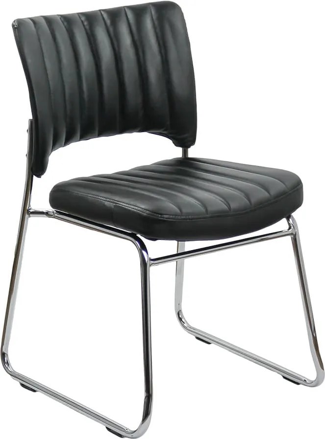 Scaun vizitator negru HRC 613 din piele ecologică și cadru cromat