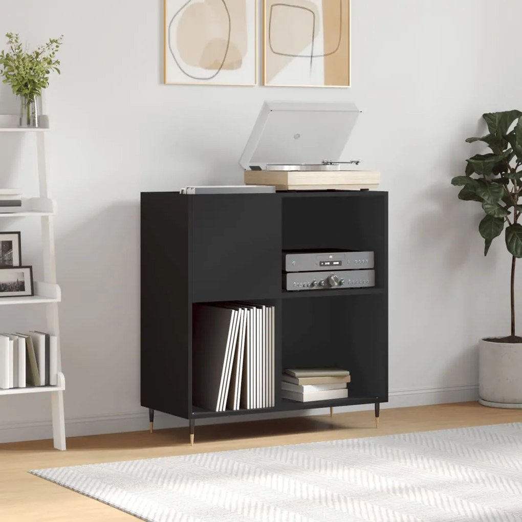 vidaXL Dulap pentru discuri negru 84,5x38x89 cm lemn compozit