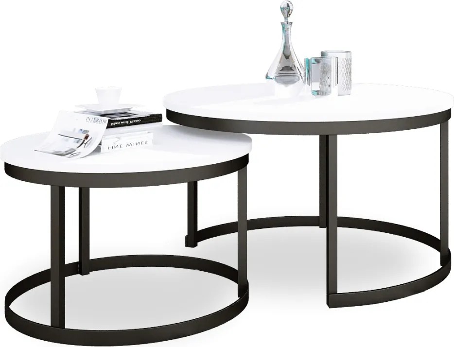 Măsuță de cafea 2in1 OKIN – 75x75x43 cm – Negru / Alb