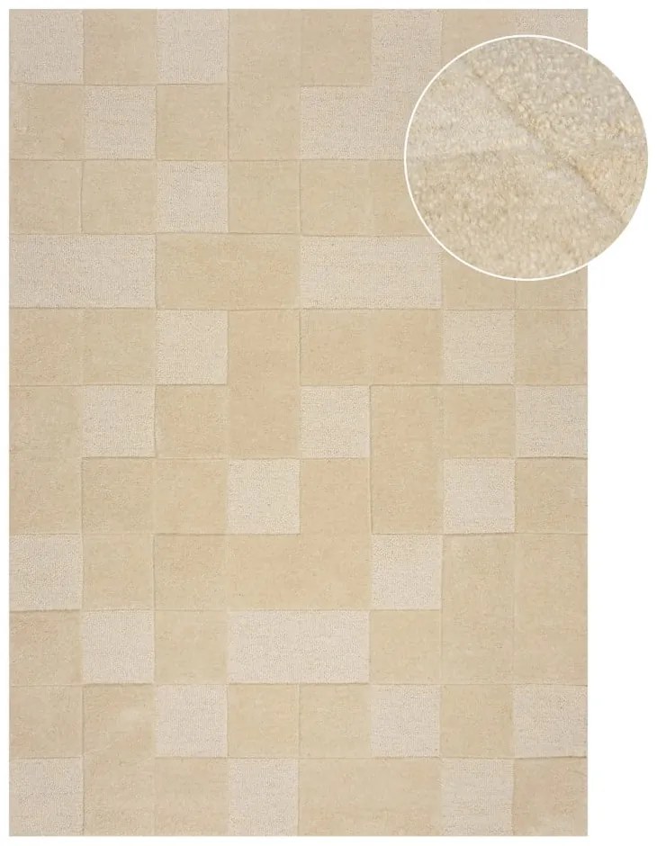 Covor bej țesut manual din lână 300x400 cm Checkerboard – Flair Rugs