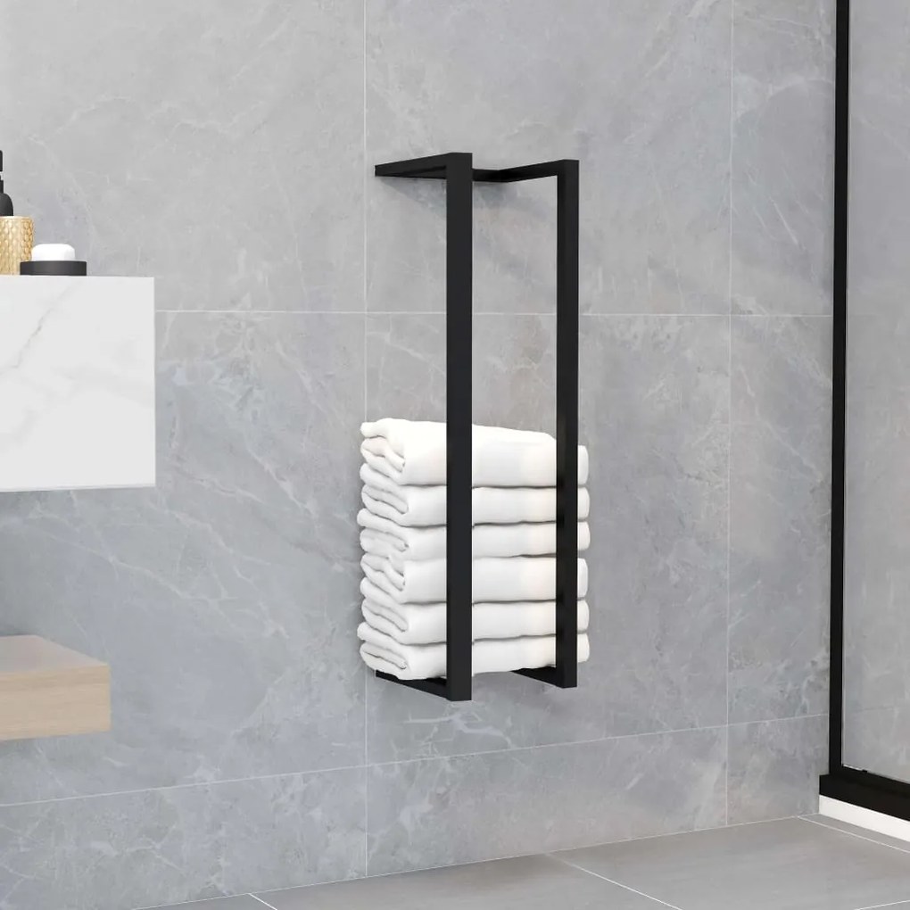 vidaXL Suport de prosoape, negru, 12,5 x 12,5 x 60 cm, fier