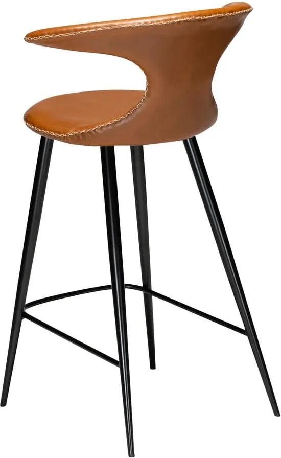 Scaun bar din piele artificială DAN–FORM Denmark Flair, maro coniac, înălțime 90 cm
