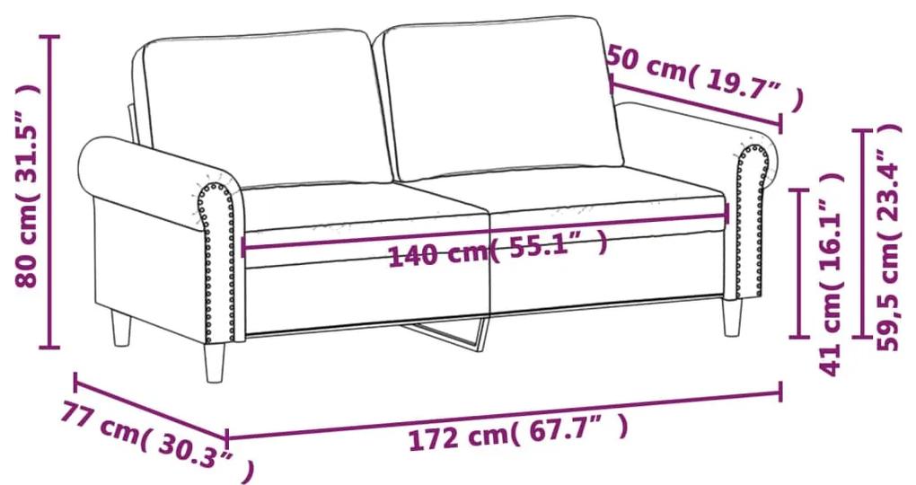 Canapea cu 2 locuri, roz, 140 cm, catifea Roz, 172 x 77 x 80 cm