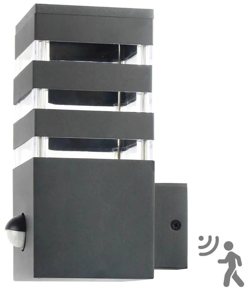 Aplica de perete exterior TEKSAS 1xE27/12W/230V IP44 antracit cu senzor