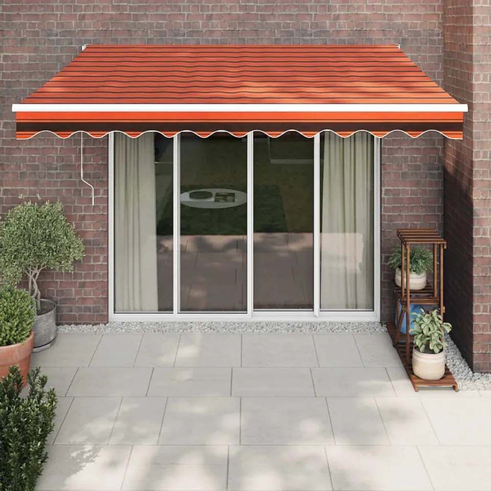 Copertină retractabilă portocaliu/maro 3x2,5 m, textil/aluminiu