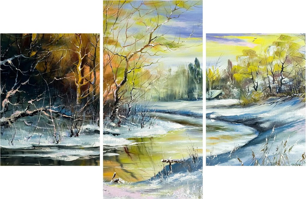 Tablou - Râu de iarnă, pictură în ulei (90x60 cm)