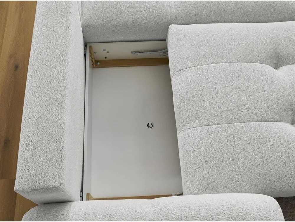 Colțar gri deschis extensibil/cu spațiu de depozitare cu tapițerie din chenille (cu colț pe partea dreaptă/cu șezlong) Roxelane – Bobochic Paris